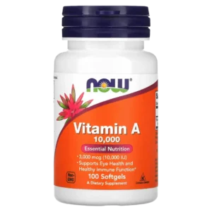 Vitamina A, 10.000 UI, 100 Cápsulas Blandas, NOW Foods
