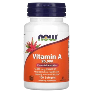 Vitamina A, 25.000 UI, 100 Cápsulas Blandas, NOW Foods