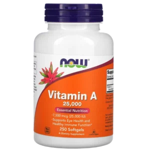 Vitamina A, 25.000 UI, 250 Cápsulas Blandas, NOW Foods