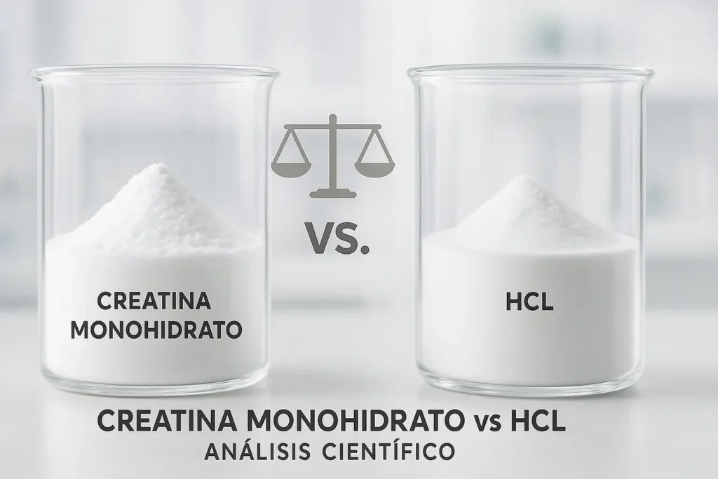 Comparación científica entre creatina monohidrato y creatina HCL en entorno de laboratorio, análisis de eficacia para Suplenet.