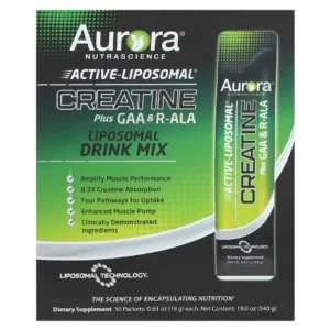Creatina Monohidratada + GAA y R-ALA en Sobres, 30 Sobres, Active Liposomal®, Aurora Nutrascience