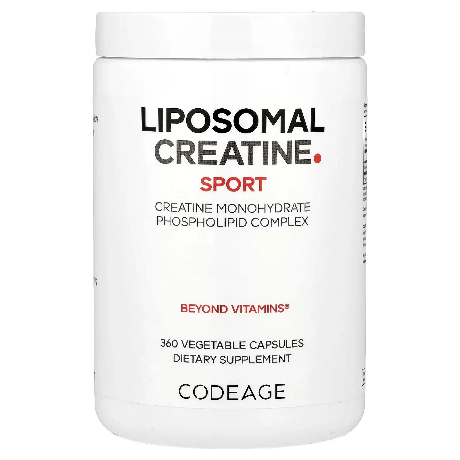 Creatina Monohidratada Liposomal, 2500 mg (625 mg por Cápsula), 360 Cápsulas, Codeage, Sport