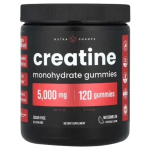 Gomitas de Creatina Monohidratada, 5000 mg (1250 mg por gomita), Sabor a Sandía, 120 Gomitas, NutraChamps
