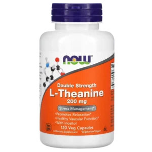 L-teanina, Doble Concentración, 200 mg, 120 cápsulas, NOW Foods