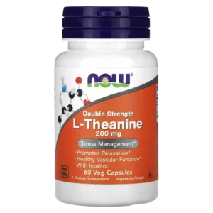 L-teanina, Doble Concentración, 200 mg, 60 cápsulas, NOW Foods