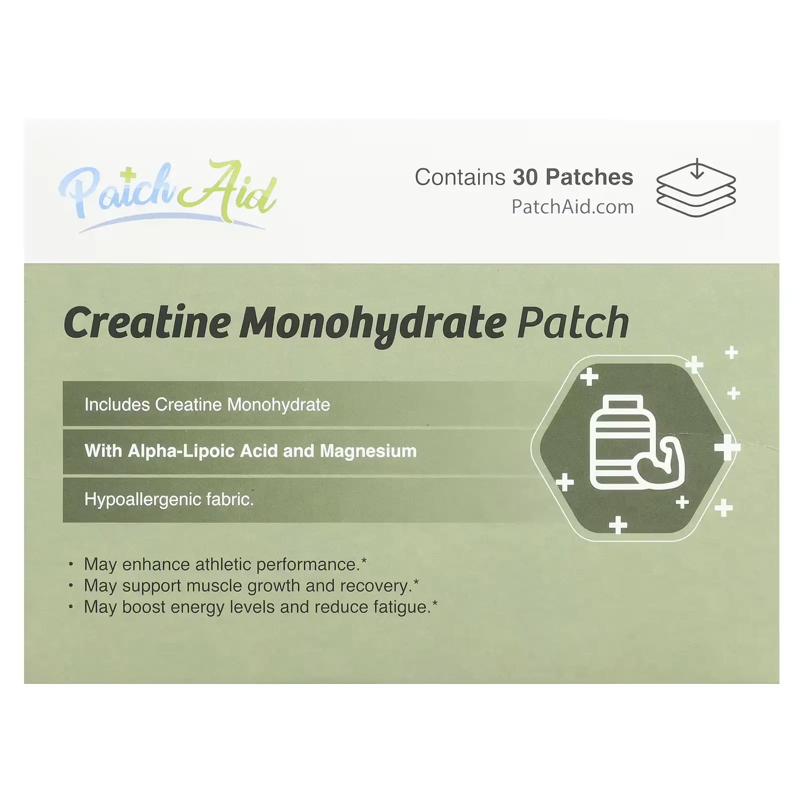 Parches de Creatina Monohidratada, 30 Parches, PatchAid