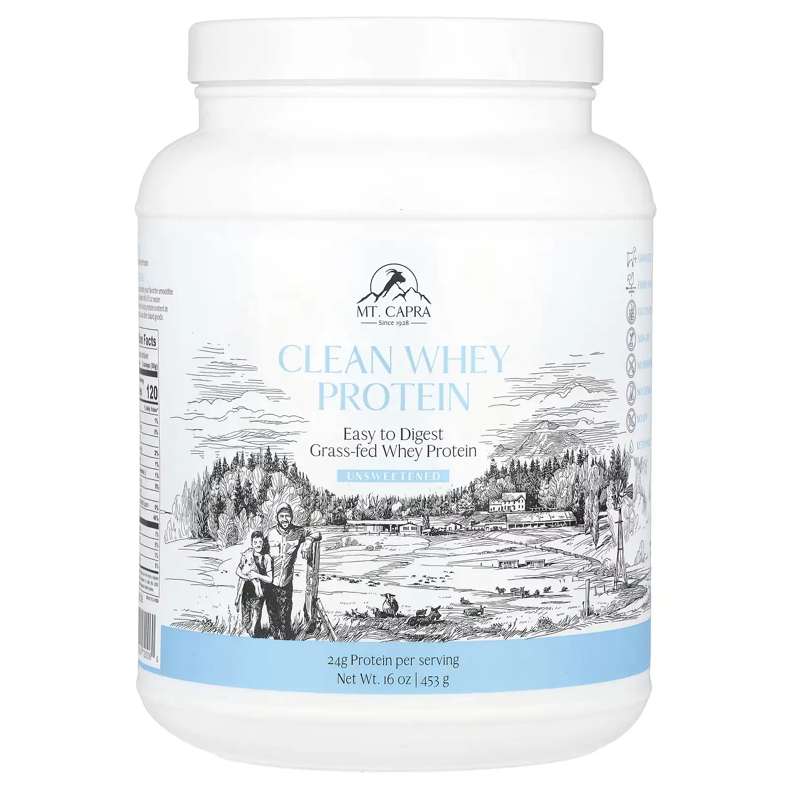 Proteína Whey Limpia, Aislado de Proteína de Suero de LECHE DE CABRA, Sin Azucar, 1 lb, Mt. Capra