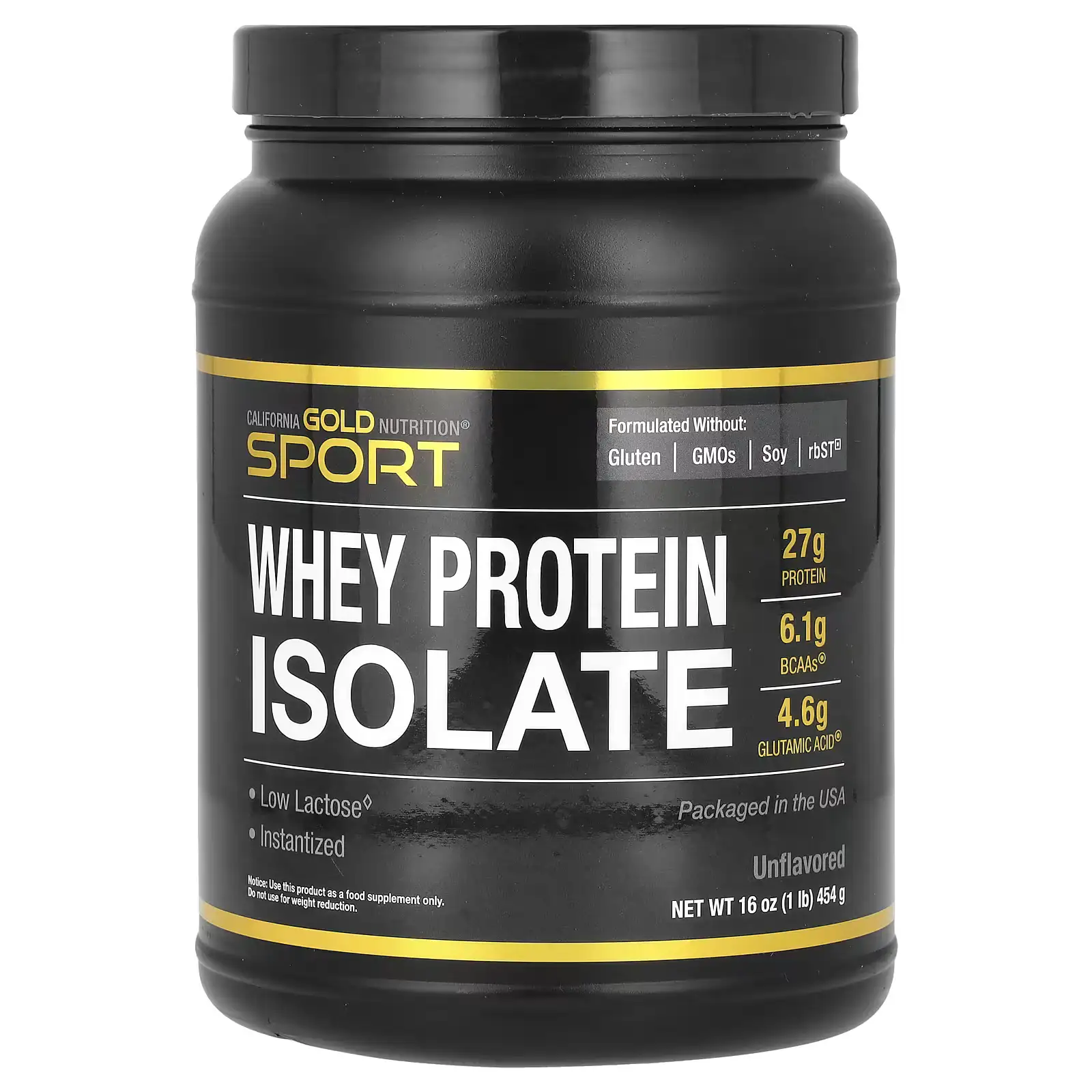 Proteína Whey, Aislado de Proteína de Suero de Leche, Sin Sabor, 1 lb, California Gold Nutrition, Sport