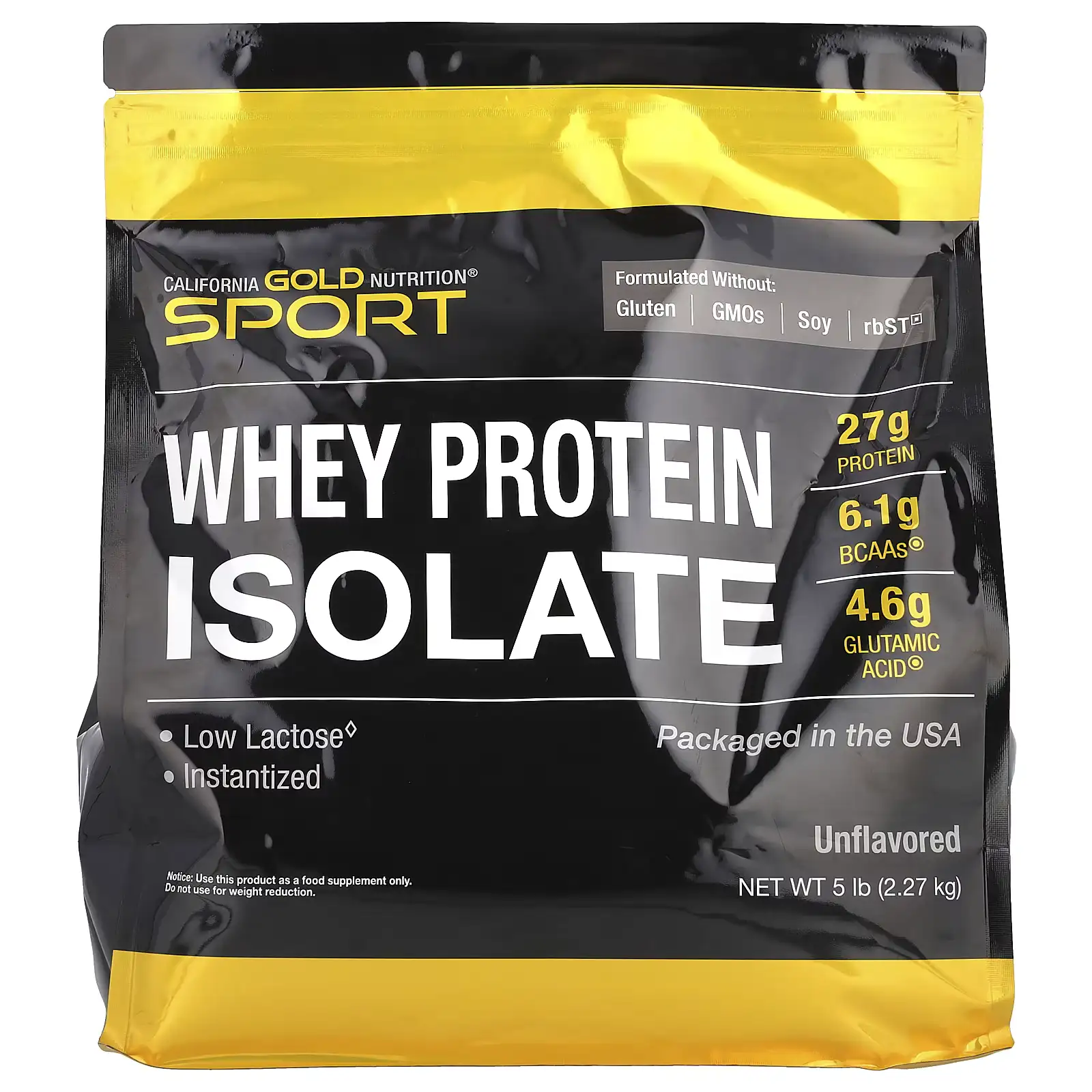 Proteína Whey, Aislado de Proteína de Suero de Leche, Sin Sabor, 5 lb, California Gold Nutrition, Sport