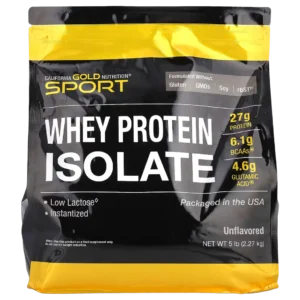 Proteína Whey, Aislado de Proteína de Suero de Leche, Sin Sabor, 5 lb, California Gold Nutrition, Sport