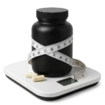 Suplementos para bajar de peso con cinta métrica y báscula