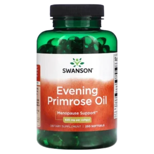 Frasco de Aceite de Onagra (Evening Primrose Oil) Swanson, 500 mg por softgel, 250 cápsulas. Apoyo para la menopausia y salud femenina. Compra online en Suplenet Colombia.