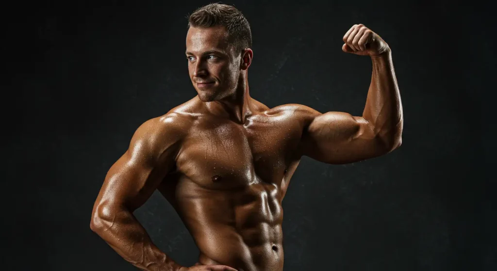 Atleta con bajo porcentaje de grasa y buena masa muscular, resultado de estrategias efectivas de recomposición corporal.