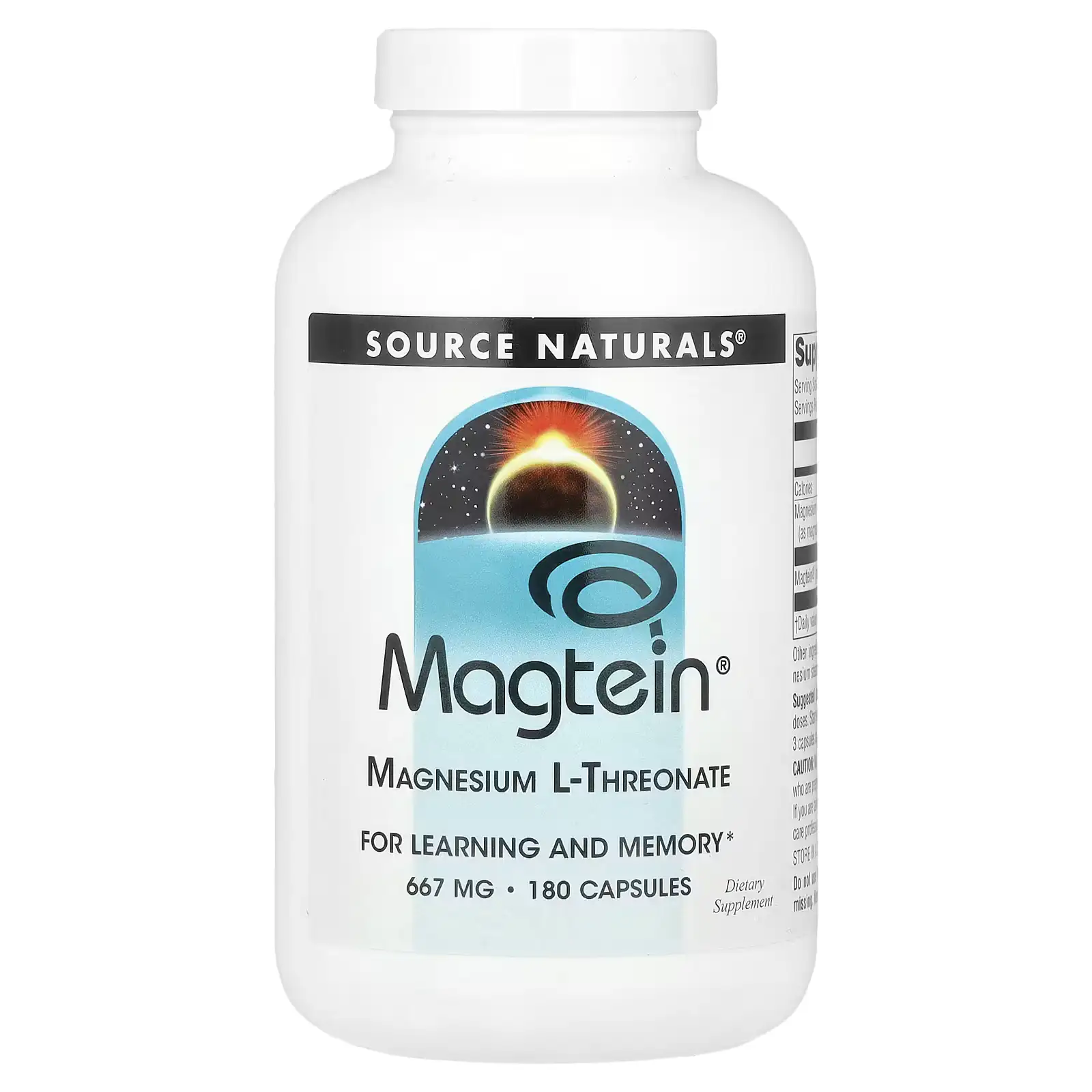 L-treonato de Magnesio, Magtein®, 667 mg, 180 Cápsulas, Source Naturals