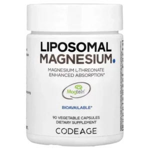 Frasco de Magnesio Liposomal Codeage con L-Treonato (Magtein®), 90 cápsulas vegetales. Absorción mejorada para salud cerebral. Compra online en Suplenet Colombia.