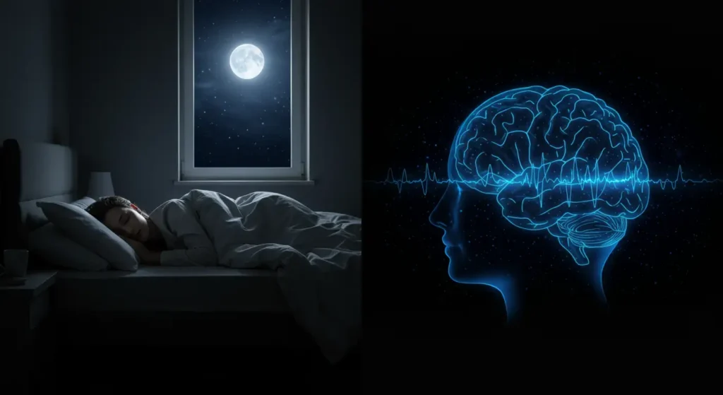 Persona durmiendo pacíficamente, simbolizando la importancia del sueño reparador para la salud y el fitness.