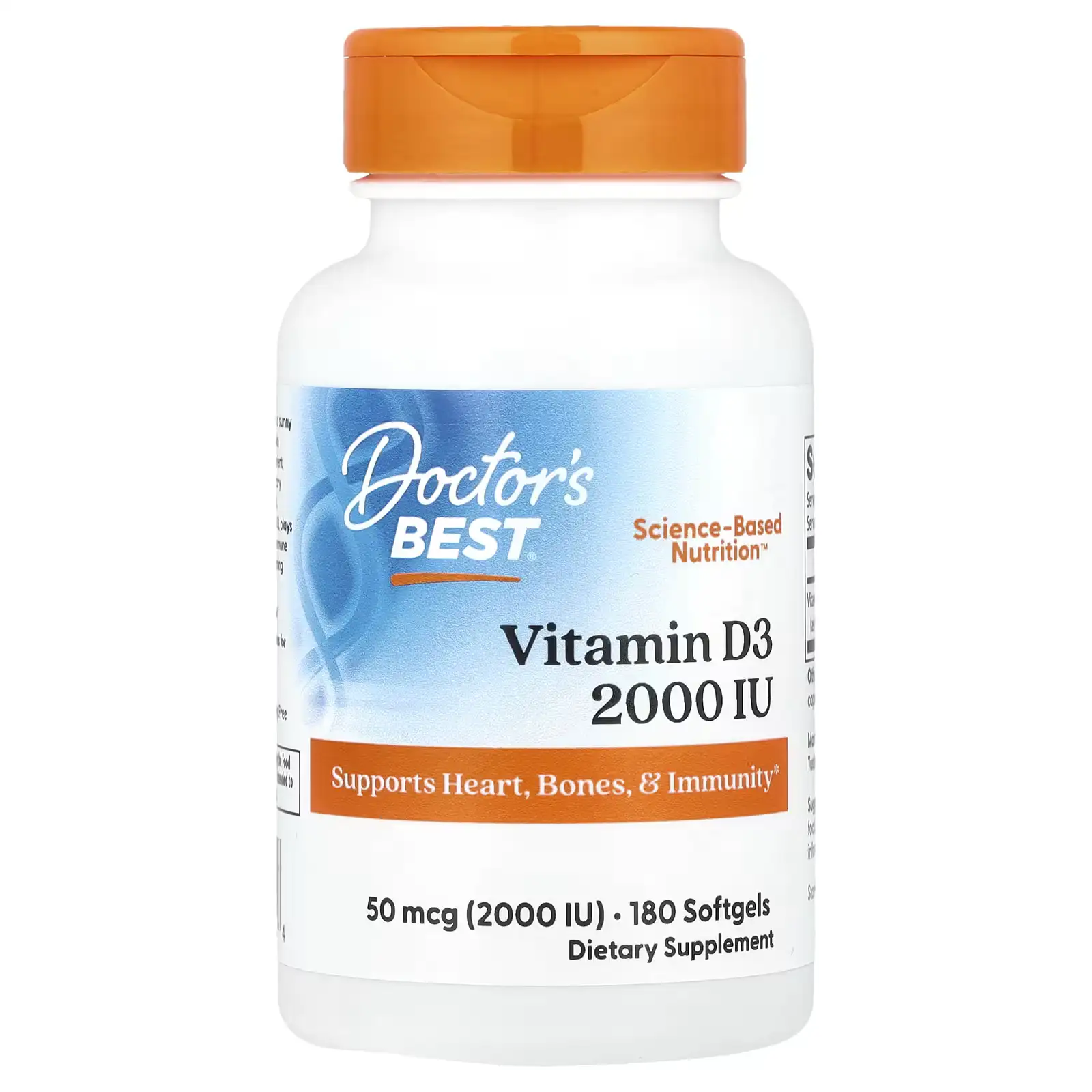 Vitamina D3, 50 mcg (2000 UI), 180 Cápsulas, Doctor's Best
