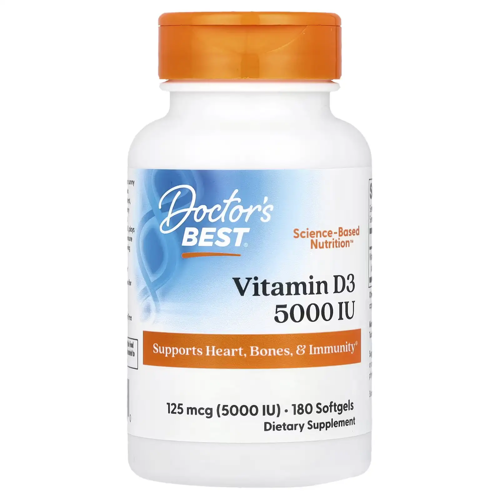 Vitamina D3, 125 mcg (5000 UI), 180 Cápsulas, Doctor's Best