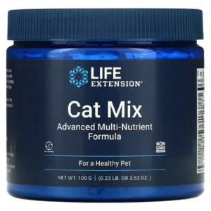 Life Extension Cat Mix 100 g sin fondo, multinutriente para gatos, Non-GMO y sin gluten, foto de producto recortada.