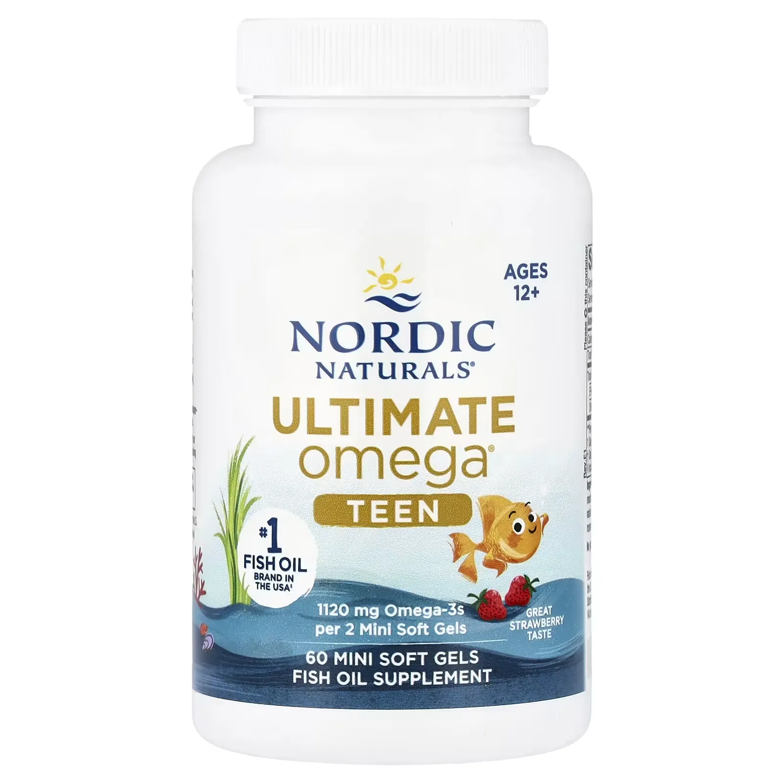 Omega-3 Ultimate Omega® Teen, para Adolescentes, Sabor a Fresa, 1120 mg, 60 minicápsulas blandas, +12 años, Nordic Naturals
