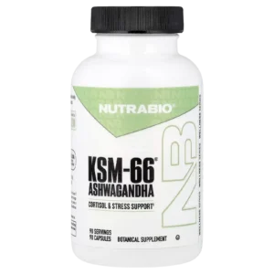 Cápsulas vegetales de Ashwagandha KSM-66 NutraBio – fórmula limpia sin rellenos