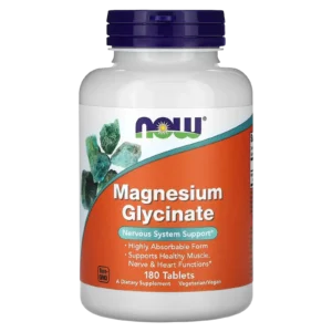 NOW Foods Glicinato de Magnesio 100 mg 180 tabletas (Magnesium Glycinate) frasco sin fondo, imagen recortada para tienda online