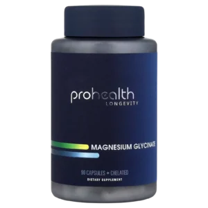 Glicinato de Magnesio ProHealth Longevity 100 mg, 90 cápsulas, frasco sin fondo (PNG/WEBP transparente)