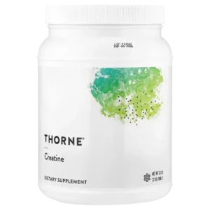 Envase Thorne Creatine CreaPure® 907 g (2 lb) con fondo transparente, creatina monohidratada en polvo