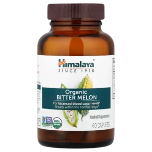 Frasco de Balsamina Melón Amargo Himalaya 60 caplets sobre fondo transparente para comprar en Suplenet
