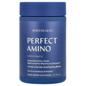 Comprar Perfect Amino BodyHealth 150 tabletas, suplemento premium de aminoácidos esenciales en Colombia.
