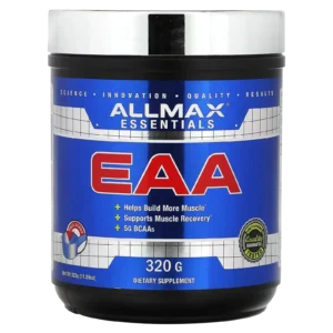 Contenedor de EAA Aminoácidos Esenciales ALLMAX de 320 g para comprar en Suplenet Colombia.