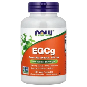 Imagen de producto para comprar Extracto de té verde EGCG 400 mg NOW Foods 180 cápsulas fondo neutro.
