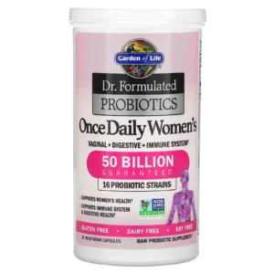 Probióticos para mujeres Dr. Formulated Garden of Life 50 billion 30 cápsulas frasco transparente