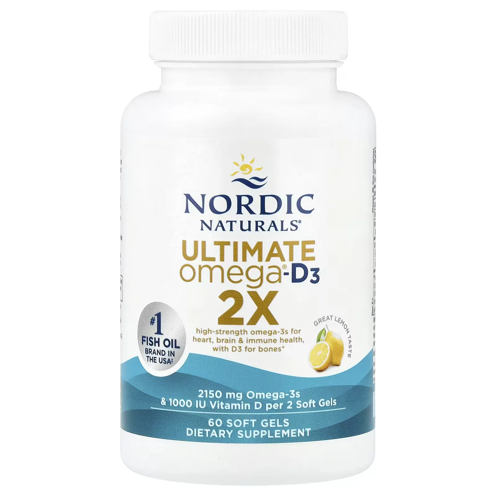 Ultimate Omega®-D3 2X, Sabor a Limón, 60 cápsulas blandas, Nordic Naturals