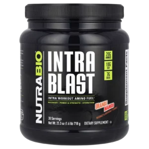 Intra Blast NutraBio de 724 g para recuperación muscular avanzada y fuerza durante el entrenamiento.