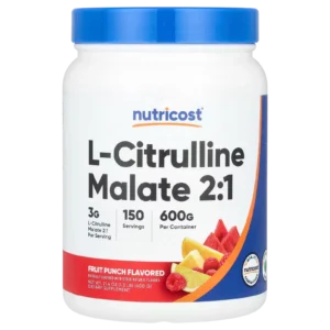 Suplemento pre-entreno Citrulina Malato 2:1 sabor Ponche de Frutas Nutricost.