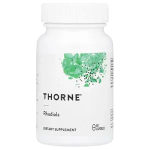 Frasco de Rhodiola Thorne 100 mg con 60 cápsulas para comprar en Suplenet Colombia.