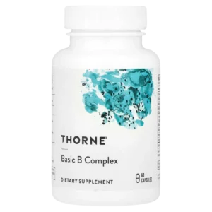 Suplemento Basic B-Complex de Thorne de 60 cápsulas en presentación aislada.