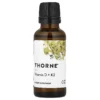 Frasco de Vitamina D3 + K2 Líquida de Thorne 30 ml con dosificador de gotas para salud ósea.