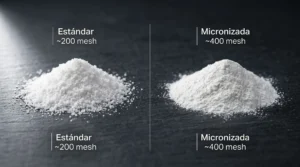 Diferencia visual entre creatina monohidratada estándar y micronizada: tamaño de partícula