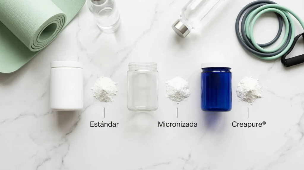 Comparativa de tipos de creatina para mujeres: estándar, micronizada y Creapure