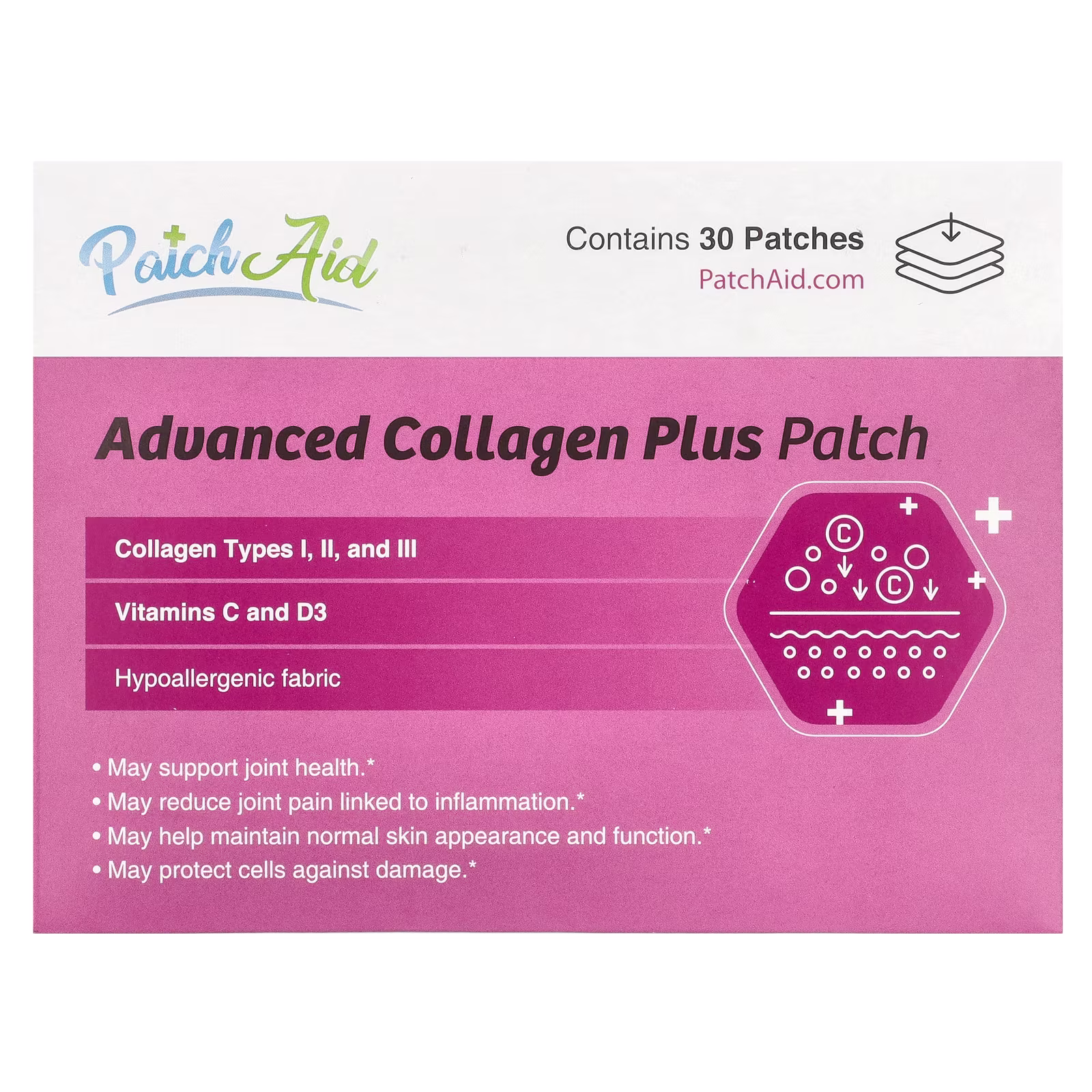 Parche de Colágeno Avanzado Plus, 30 parches, PatchAid
