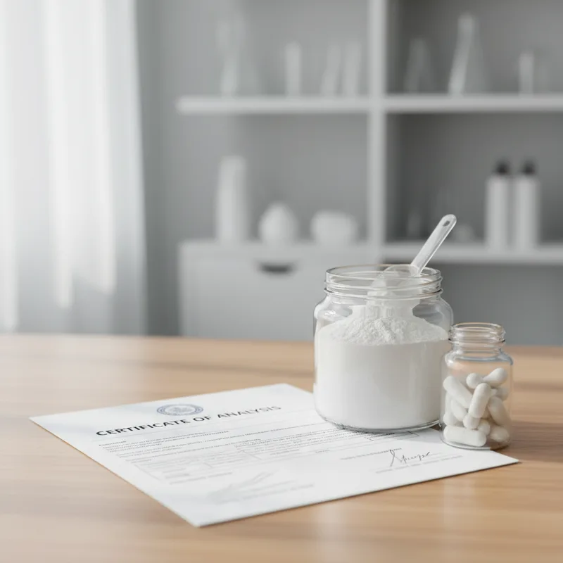 Comparación de certificados de análisis de colágeno mostrando un CoA completo versus uno deficiente sin resultados cuantitativos