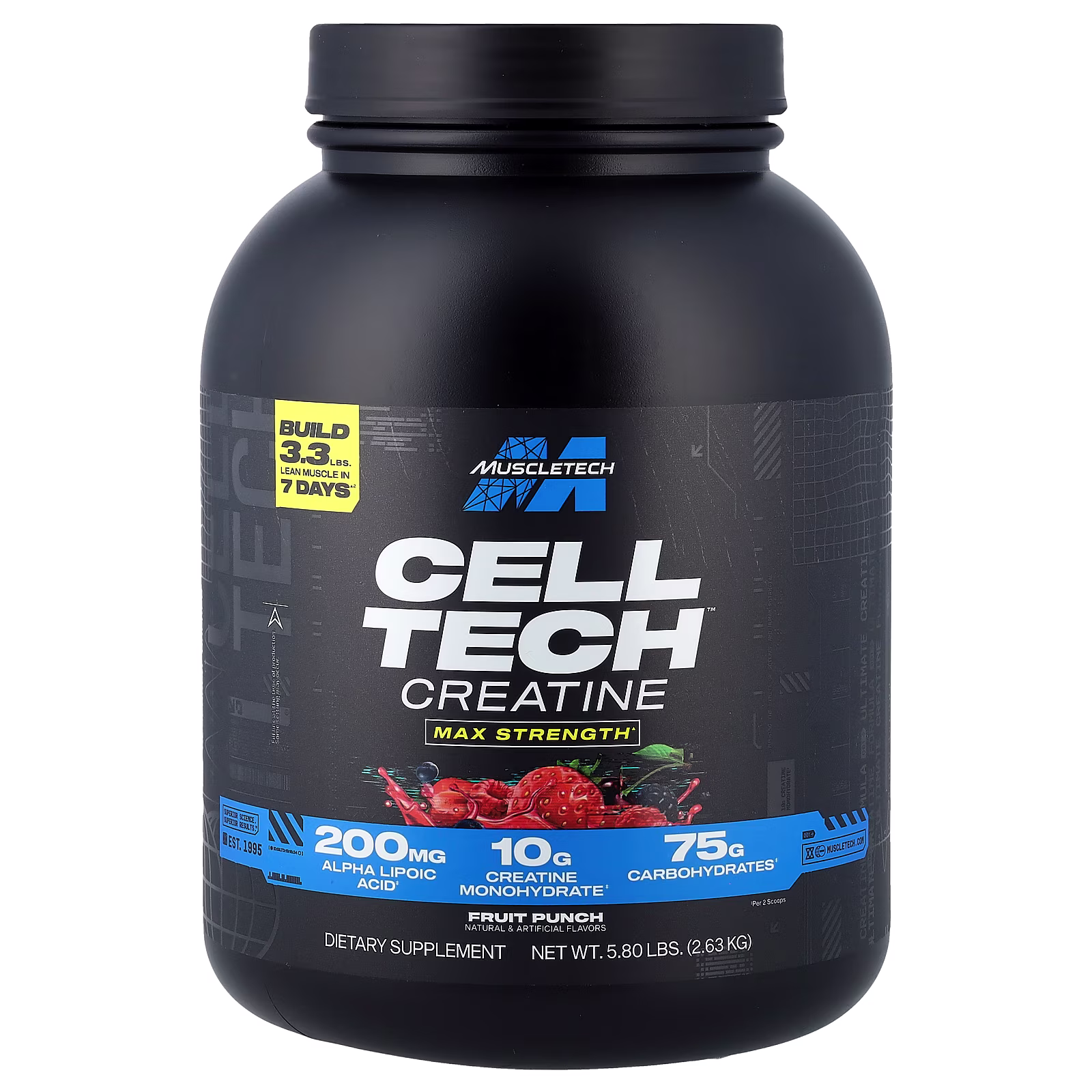 Cell-Tech™ Creatine, Creatina, Ponche de frutas, 2,63 kg (5,8 lb), MuscleTech