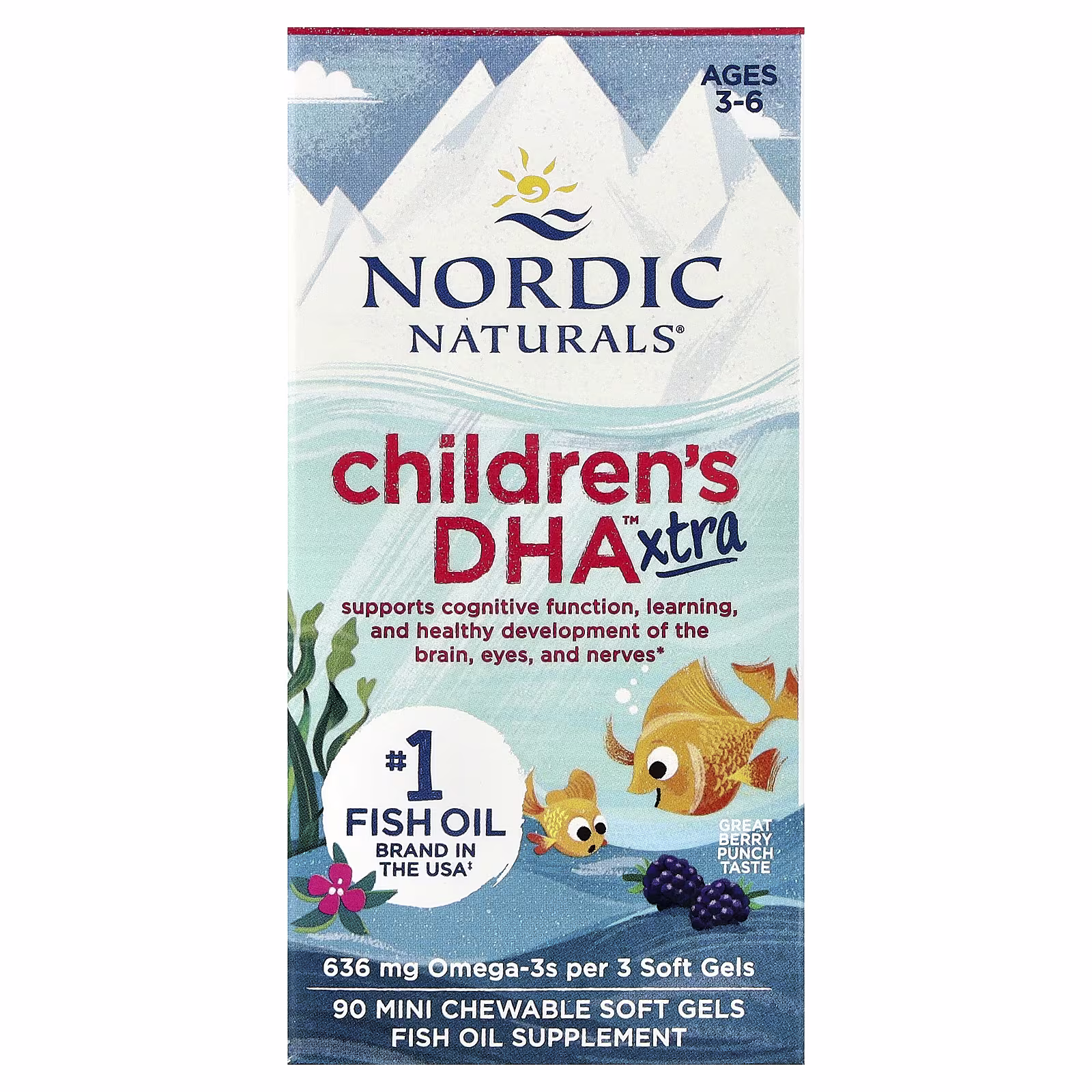 Infantil DHA™ Xtra, Edades 3-6, Sabor a Ponche de Frutos, 90 Mini Masticables Cápsulas Blandas, Nordic Naturals