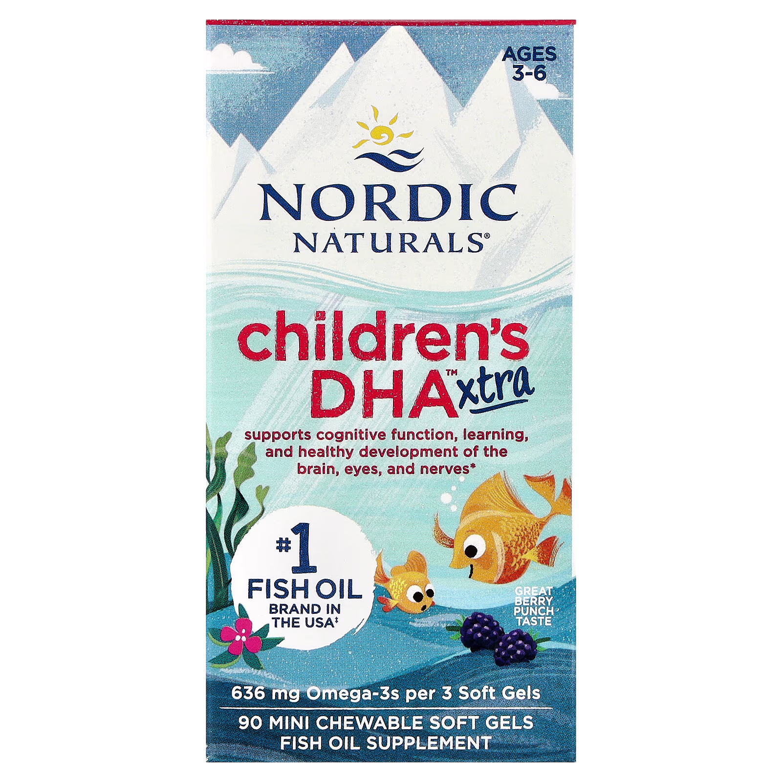 Infantil DHA™ Xtra, Edades 3-6, Sabor a Ponche de Frutos, 90 Mini Masticables Cápsulas Blandas, Nordic Naturals