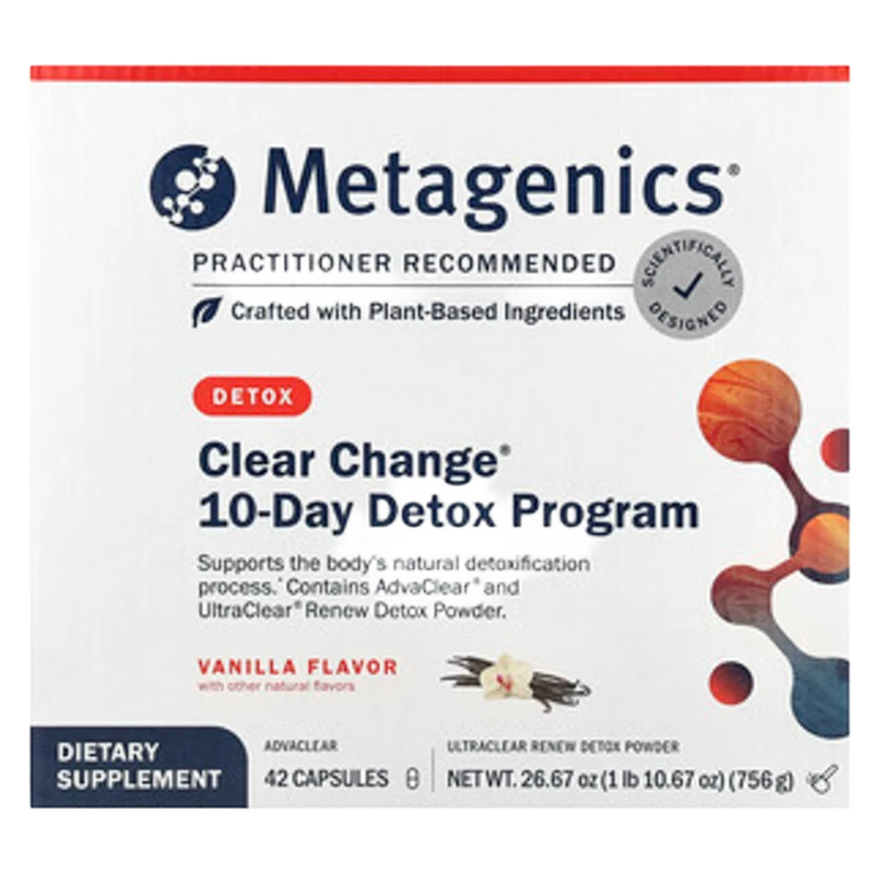 Clear Change®, Programa Detox 10 Días, Sabor a Vainilla, Set de 4 Piezas, Metagenics