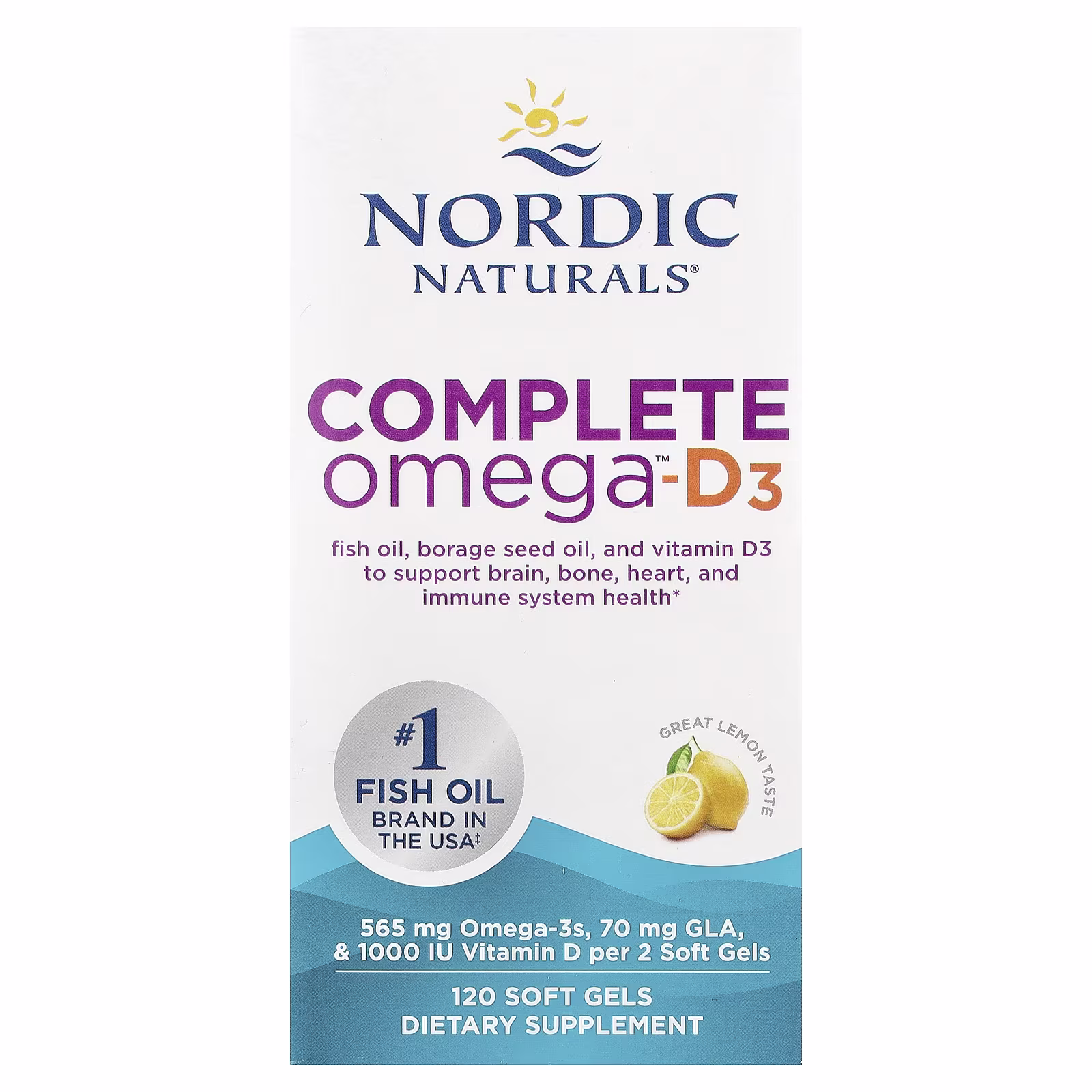 Complete Omega™-D3, Sabor a Limón, 120 Cápsulas Blandas, Nordic Naturals