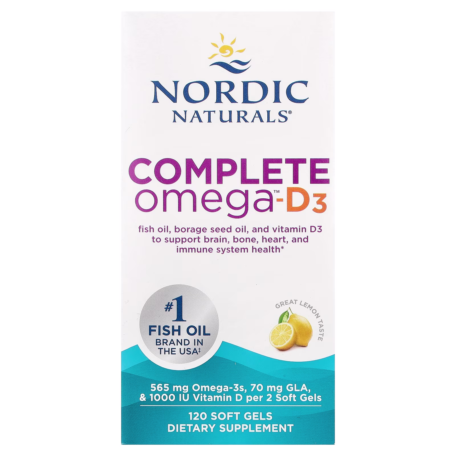 Complete Omega™-D3, Sabor a Limón, 120 Cápsulas Blandas, Nordic Naturals