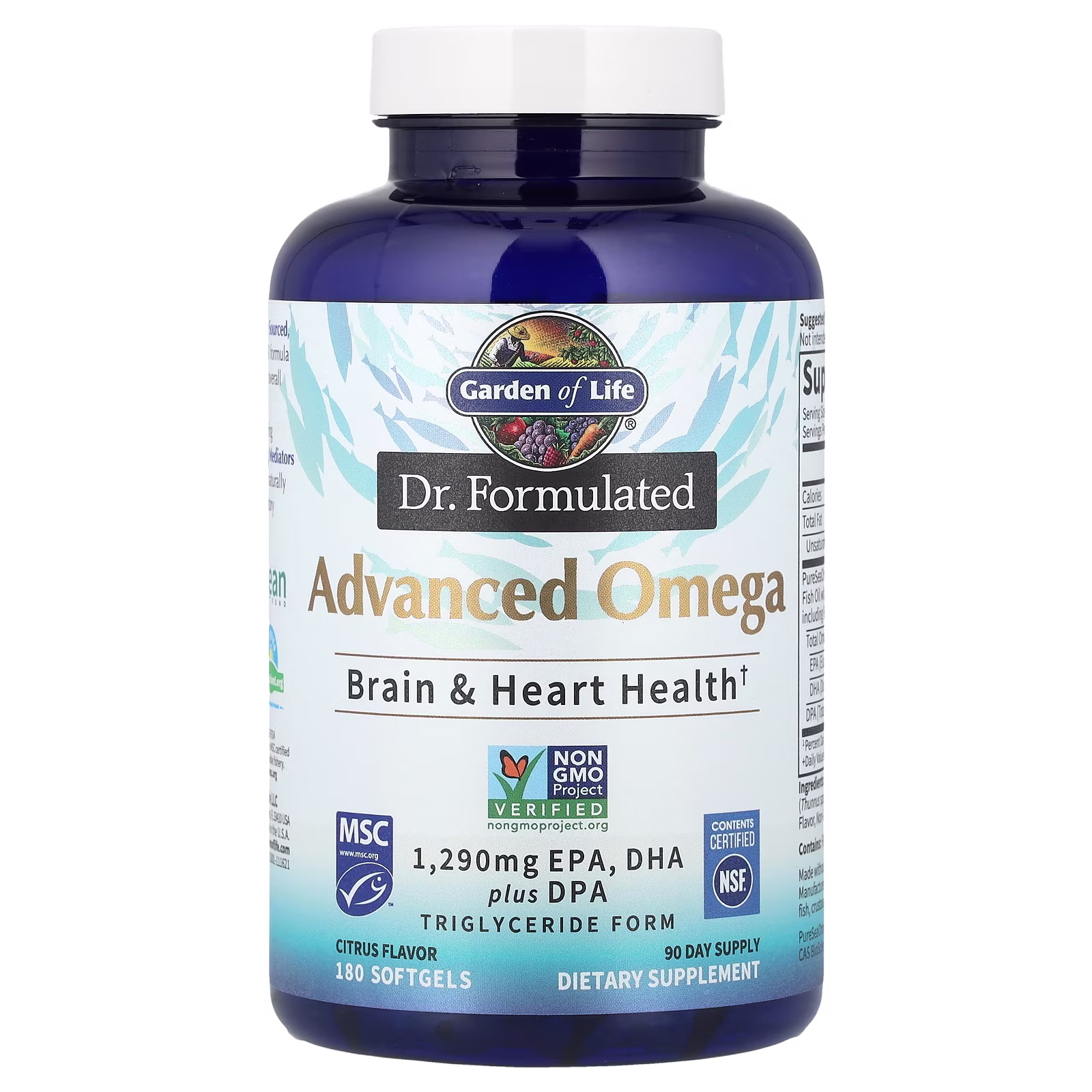 Dr. Formulated, Omega avanzado, Limón, 180 cápsulas blandas, Garden of Life